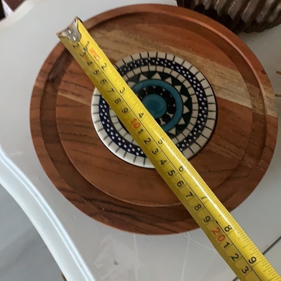 Flower Power Goodwood Cheese Tray pedestal tile wooden Mexican style boho‎ - Picture 4 of 12